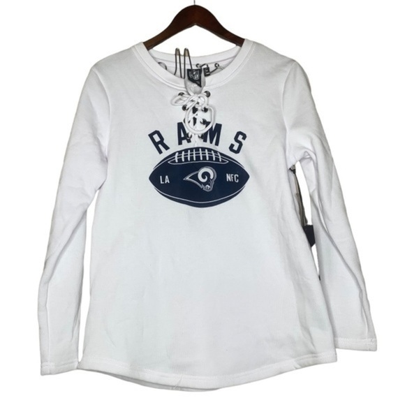 NFL LA Rams Women’s Lace Up Crewneck Sweatshirt - Picture 1 of 6